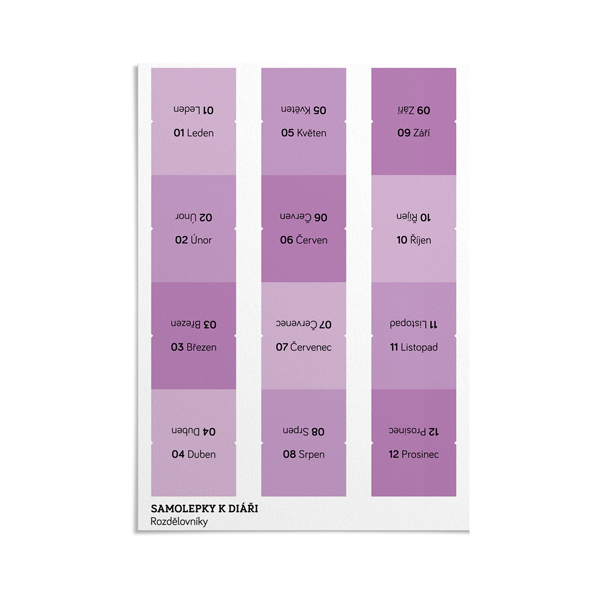 rozdělovníky do diáře - barva rozdělovníku: světle růžová, text: S textem