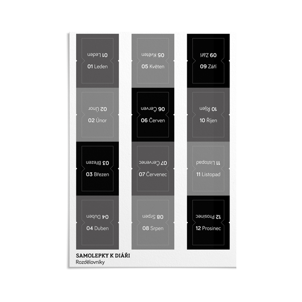 rozdělovníky do diáře - barva rozdělovníku: světle růžová, text: S textem